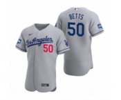 Los Angeles Dodgers #50 Mookie Betts Gray 2020 World Series Champions Road Authentic Jersey