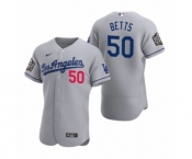Los Angeles Dodgers #50 Mookie Betts Nike Gray 2020 World Series Authentic Road Jersey