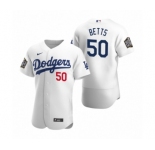 Los Angeles Dodgers #50 Mookie Betts Nike White 2020 World Series Authentic Jersey