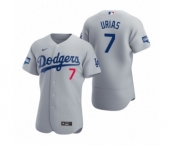 Los Angeles Dodgers #7 Julio Urias Gray 2020 World Series Champions Authentic Jersey