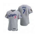 Los Angeles Dodgers #7 Julio Urias Nike Gray 2020 World Series Authentic Road Jersey