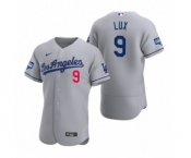 Los Angeles Dodgers #9 Gavin Lux Gray 2020 World Series Champions Road Authentic Jersey
