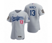 Men's Los Angeles Dodgers #13 Max Muncy Nike Gray 2020 World Series Authentic Jersey