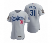 Men's Los Angeles Dodgers #31 Mike Piazza Nike Gray 2020 World Series Authentic Jersey