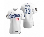 Men's Los Angeles Dodgers #33 David Price Nike White 2020 World Series Authentic Jersey
