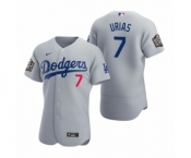 Men's Los Angeles Dodgers #7 Julio Urias Nike Gray 2020 World Series Authentic Jersey