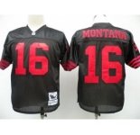 San Francisco 49ers #16 Joe Montana Black Throwback Jersey