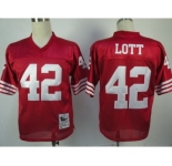 San Francisco 49ers #42 Ronnie Lott Red Throwback Jersey