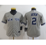 Nike Women's New York Yankees #2 Derek Jeter Authentic Grey Road Baseball Jersey