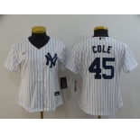 Nike Women's New York Yankees#45 Gerrit Cole White Name On Back Baseball Jersey
