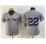 Women's New York Yankees #22 Juan Soto Gray Field of Dreams Cool Base Jersey