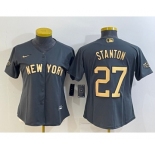 Women's New York Yankees #27 Giancarlo Stanton Grey 2022 All Star Stitched Cool Base Nike Jersey