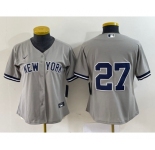 Women's New York Yankees #27 Giancarlo Stanton Grey No Name Stitched Cool Base Jersey