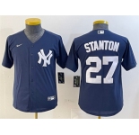 Women's New York Yankees #27 Giancarlo Stanton Navy Cool Base Stitched Baseball Jersey