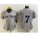 Women's New York Yankees #7 Mickey Mantle 2021 Grey Field of Dreams Cool Base Stitched Jersey