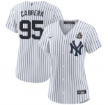 Women's New York Yankees #95 Oswaldo Cabrera White 2024 World Series Cool Base Stitched Baseball Jersey