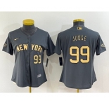 Women's New York Yankees #99 Aaron Judge Number Grey 2022 All Star Stitched Cool Base Nike Jersey