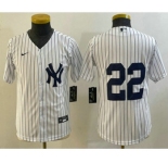 Youth New York Yankees #22 Jacoby Ellsbury White Jersey