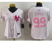 Youth New York Yankees #99 Aaron Judge White Pink Pinstripe Limited Stitched Baseball Jersey