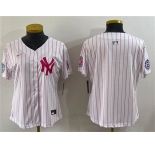 Youth New York Yankees Blank White Pink Pinstripe Limited Stitched Baseball Jersey