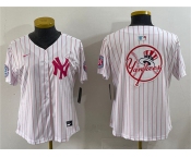 Youth New York Yankees Team Big Logo White Pink Pinstripe Limited Stitched Baseball Jersey