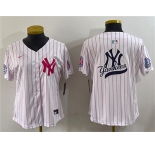 Youth New York Yankees Team Big Logo White Pink Pinstripe Limited Stitched Baseball Jerseys