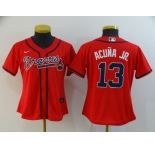 Nike Women's Atlanta Braves #13 Ronald Acuna Jr. Authentic Red Alternate Cool Base Baseball Jersey