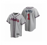 Women Atlanta Braves #1 Ozzie Albies Nike Gray 2020 Replica Road Jersey