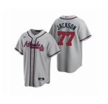 Women Atlanta Braves #77 Luke Jackson Nike Gray 2020 Replica Road Jersey