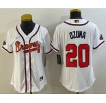 Women's Atlanta Braves #20 Marcell Ozuna White Gold World Series Champions Cool Base Stitched Jersey