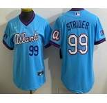 Women's Atlanta Braves #99 Spencer Strider Light Blue 2026 City Connect Stadium Jersey