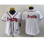 Women's Atlanta Braves Blank White Stitched MLB Cool Base Nike Jersey1