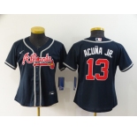 Nike Youth Atlanta Braves #13 Ronald Acuna Jr. Replica Dark Blue Alternate Cool Base Baseball Jersey
