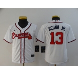 Nike Youth Atlanta Braves #13 Ronald Acuna Jr. Replica White Nike Alternate Cool Base Baseball Jersey