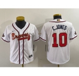 Youth Atlanta Braves #10 Chipper Jones 2022 White Gold World Series Champions Cool Base Stitched Jersey