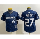 Youth Atlanta Braves #27 Austin Riley Number Royal 2023 All Star Cool Base Stitched Baseball Jersey