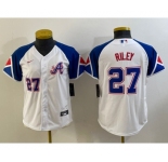 Youth Atlanta Braves #27 Austin Riley Number White 2023 City Connect Cool Base Stitched Jerseys