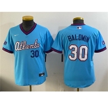 Youth Atlanta Braves #30 Drake Baldwin Powder Blue 2026 City Connect Stadium Stitched Baseball Jersey
