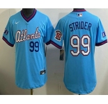 Youth Atlanta Braves #99 Spencer Strider Light Blue 2026 City Connect Stadium Jersey