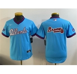 Youth Atlanta Braves Team Big Logo Powder Blue 2026 City Connect Stadium Stitched Baseball Jersey