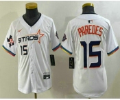 Youth Houston Astros #15 Isaac Paredes Number White 2025 City Connect Limited Stitched Jersey