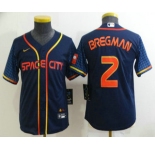 Youth Houston Astros #2 Alex Bregman 2022 Navy Blue City Connect Cool Base Stitched Jersey