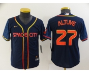 Youth Houston Astros #27 Jose Altuve 2022 Navy Blue City Connect Cool Base Stitched Jersey
