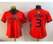 Youth  Houston Astros #3 Jeremy Pena Orange 2025 City Connect Limited Stitched Baseball Jersey