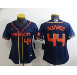 Youth Houston Astros #44 Yordan Alvarez Number 2022 Navy Blue City Connect Cool Base Stitched Jersey