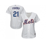 Women New York Mets #21 Todd Frazier White(Blue Strip) Home Stitched MLB Jersey