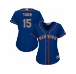 Women's Majestic New York Mets #15 Tim Tebow Authentic Royal Blue Alternate Road Cool Base MLB Jersey