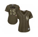 Women's Majestic New York Mets #15 Tim Tebow Replica Green Salute to Service MLB Jersey
