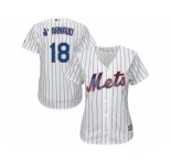 Women's Majestic New York Mets #18 Travis d'Arnaud Authentic White Home Cool Base MLB Jersey