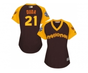 Women's Majestic New York Mets #21 Lucas Duda Authentic Brown 2016 All-Star National League BP Cool Base MLB Jersey